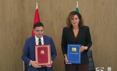 Le ministre des Affaires étrangères, Nasser Bourita, et son homologue béninoise, Corinne Amori Brunet, ministre des Affaires étrangères chargée de l'Intégration des Afrodescendants.