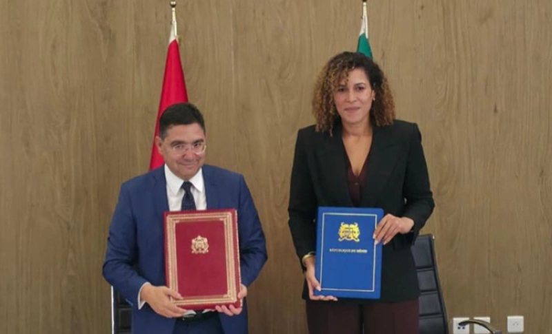 Le ministre des Affaires étrangères, Nasser Bourita, et son homologue béninoise, Corinne Amori Brunet, ministre des Affaires étrangères chargée de l'Intégration des Afrodescendants.