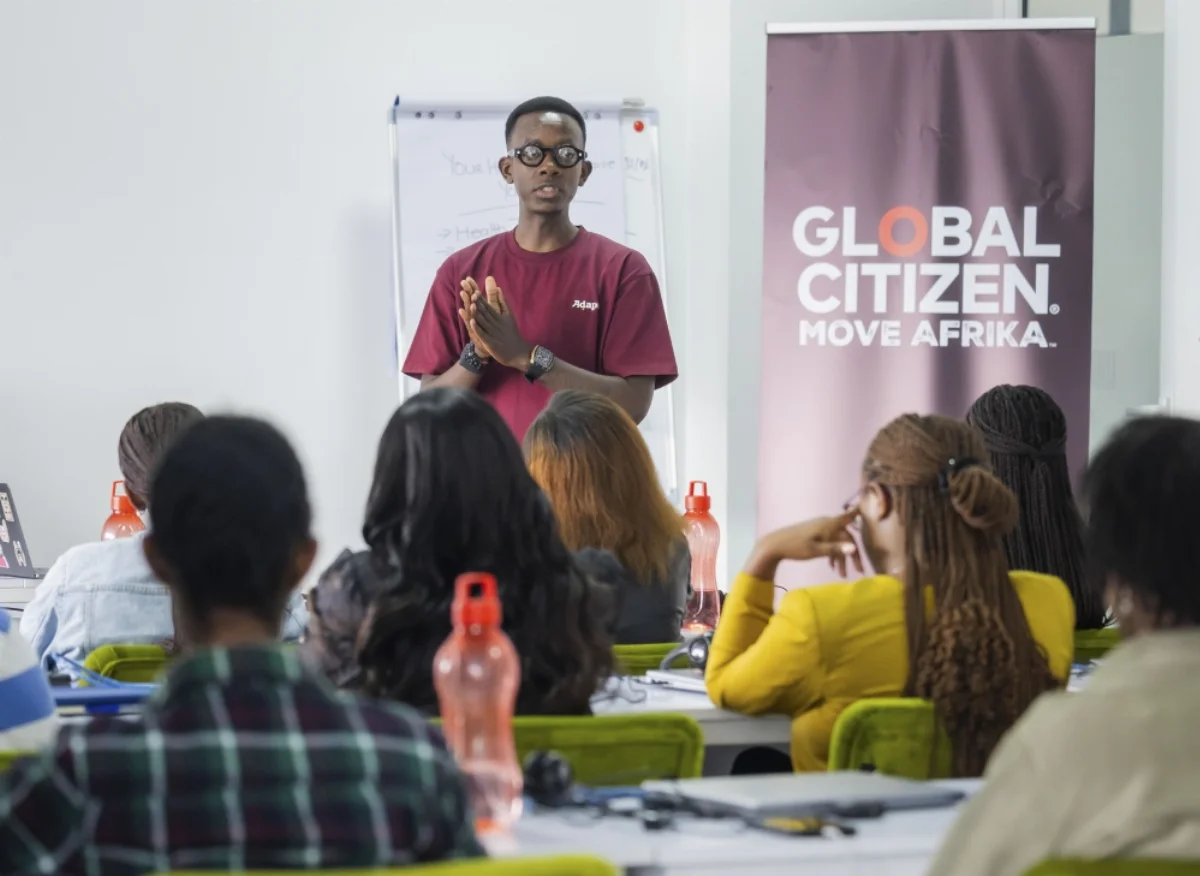 Christian Intwari speaks to youths during a training programme ahaead of the third edition of Global Citizen’s Move Afrika will take place in Kigali Christian Intwari speaks to youths during a training programme ahaead of the third edition of Global Citizen’s Move Afrika will take place in Kigali