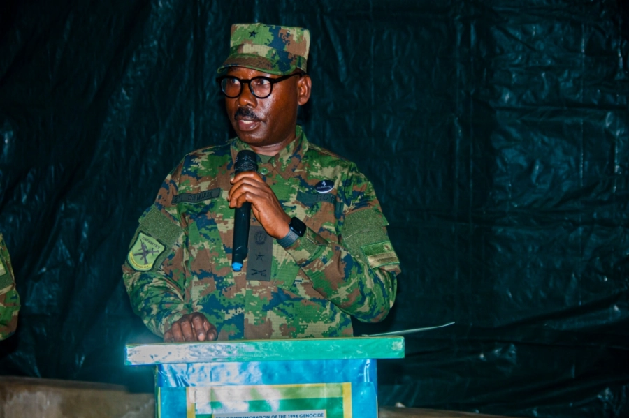 RSF Joint Task Force Commander, Brig Gen CM Mujuni, addresses mourners at the event. RSF Joint Task Force Commander, Brig Gen CM Mujuni, addresses mourners at the event.
