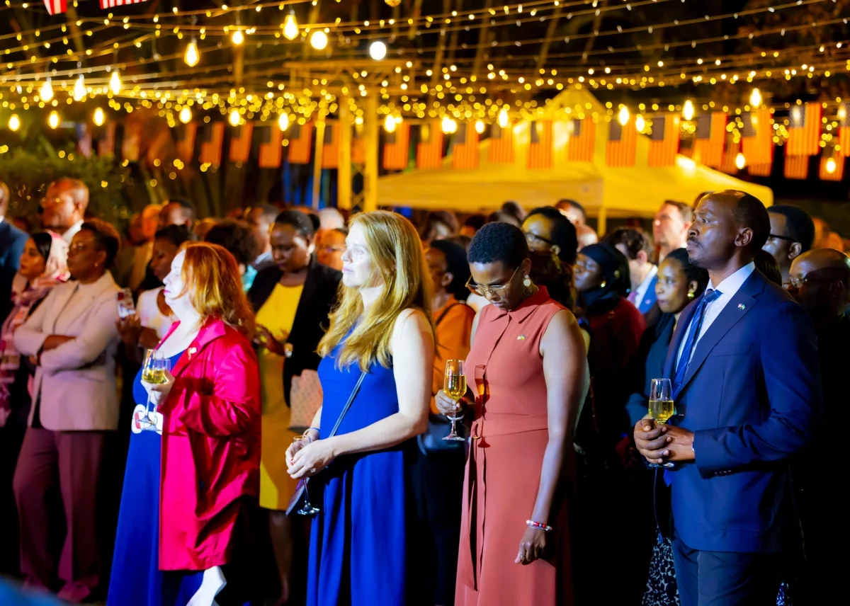 Delegates during a reception to celebrate the 250th anniversary of American independence and 64 years of diplomatic relations between Rwanda and USA. Delegates during a reception to celebrate the 250th anniversary of American independence and 64 years of diplomatic relations between Rwanda and USA.
