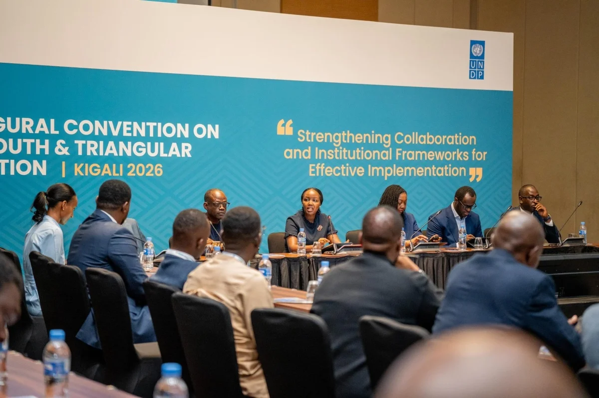 A panel discussion at the inaugural Convention on South-South and Triangular Cooperation held in Kigali on Monday, June 22, A panel discussion at the inaugural Convention on South-South and Triangular Cooperation held in Kigali on Monday, June 22,