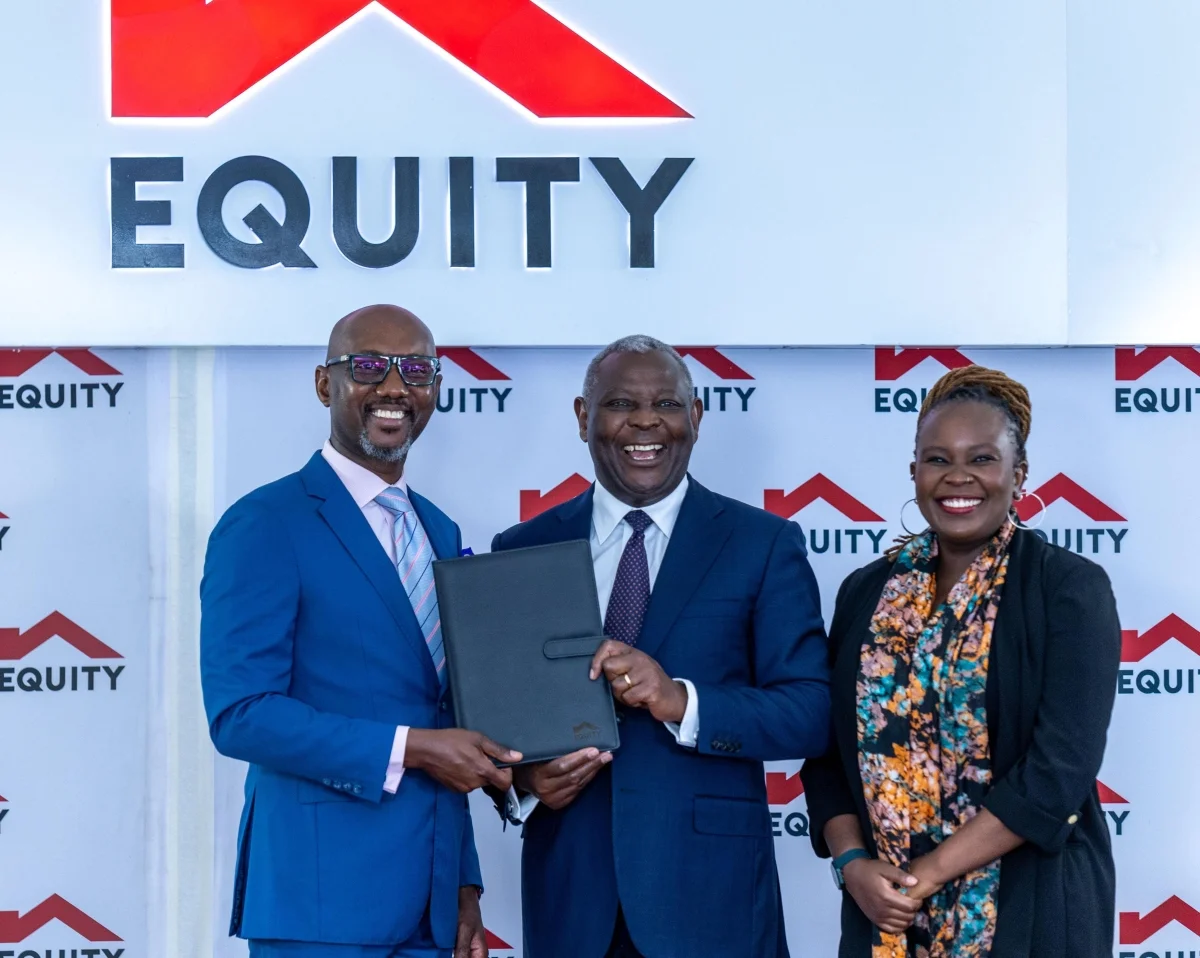 Equity Group Managing Director and CEO Dr. James Mwangi (centre) with AfricaNenda Foundation CEO Dr. Robert Ochola and Nanjira Sambuli, Senior Advocacy Manager, Africa (Inclusive Financial Systems and Digital Public Infrastructure), Gates Foundation, display the Memorandum of Understanding (MoU) signed by the two organizations to accelerate the development and implementation of Digital Public Infrastructure (DPI) across Africa.
Equity Group Holdings has entered a partnership with AfricaNenda supported by Gates Foundation to accelerate the development and implementation of Digital Public Infrastructure (DPI) across Africa, marking a major step towards expanding financial inclusion, strengthening digital payment ecosystems, and supporting the continent's digital transformation. Equity Group Managing Director and CEO Dr. James Mwangi (centre) with AfricaNenda Foundation CEO Dr. Robert Ochola and Nanjira Sambuli, Senior Advocacy Manager, Africa (Inclusive Financial Systems and Digital Public Infrastructure), Gates Foundation, display the Memorandum of Understanding (MoU) signed by the two organizations to accelerate the development and implementation of Digital Public Infrastructure (DPI) across Africa.
Equity Group Holdings has entered a partnership with AfricaNenda supported by Gates Foundation to accelerate the development and implementation of Digital Public Infrastructure (DPI) across Africa, marking a major step towards expanding financial inclusion, strengthening digital payment ecosystems, and supporting the continent's digital transformation.