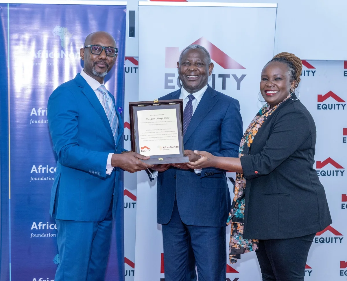 (L-R) Founder and Senior Advisor DPI4Africa, Board Member Mojaloop Foundation, Robert Karanja, AfricaNenda Foundation CEO Dr. Robert Ochola, Equity Group Managing Director and CEO Dr. James Mwangi (centre), AfricaNenda Deputy CEO Sabine Mensah and Nanjira Sambuli, Senior Advocacy Manager, Africa (Inclusive Financial Systems and Digital Public Infrastructure), Gates Foundation, during the handing over of the symbolic plaque on the appointment of Dr. Mwangi as the Continental Digital Public Infrastructure (DPI) Champion.
Equity Group Holdings has entered a partnership with AfricaNenda supported by Gates Foundation to accelerate the development and implementation of Digital Public Infrastructure (DPI) across Africa, marking a major step towards expanding financial inclusion, strengthening digital payment ecosystems, and supporting the continent's digital transformation. (L-R) Founder and Senior Advisor DPI4Africa, Board Member Mojaloop Foundation, Robert Karanja, AfricaNenda Foundation CEO Dr. Robert Ochola, Equity Group Managing Director and CEO Dr. James Mwangi (centre), AfricaNenda Deputy CEO Sabine Mensah and Nanjira Sambuli, Senior Advocacy Manager, Africa (Inclusive Financial Systems and Digital Public Infrastructure), Gates Foundation, during the handing over of the symbolic plaque on the appointment of Dr. Mwangi as the Continental Digital Public Infrastructure (DPI) Champion.
Equity Group Holdings has entered a partnership with AfricaNenda supported by Gates Foundation to accelerate the development and implementation of Digital Public Infrastructure (DPI) across Africa, marking a major step towards expanding financial inclusion, strengthening digital payment ecosystems, and supporting the continent's digital transformation.