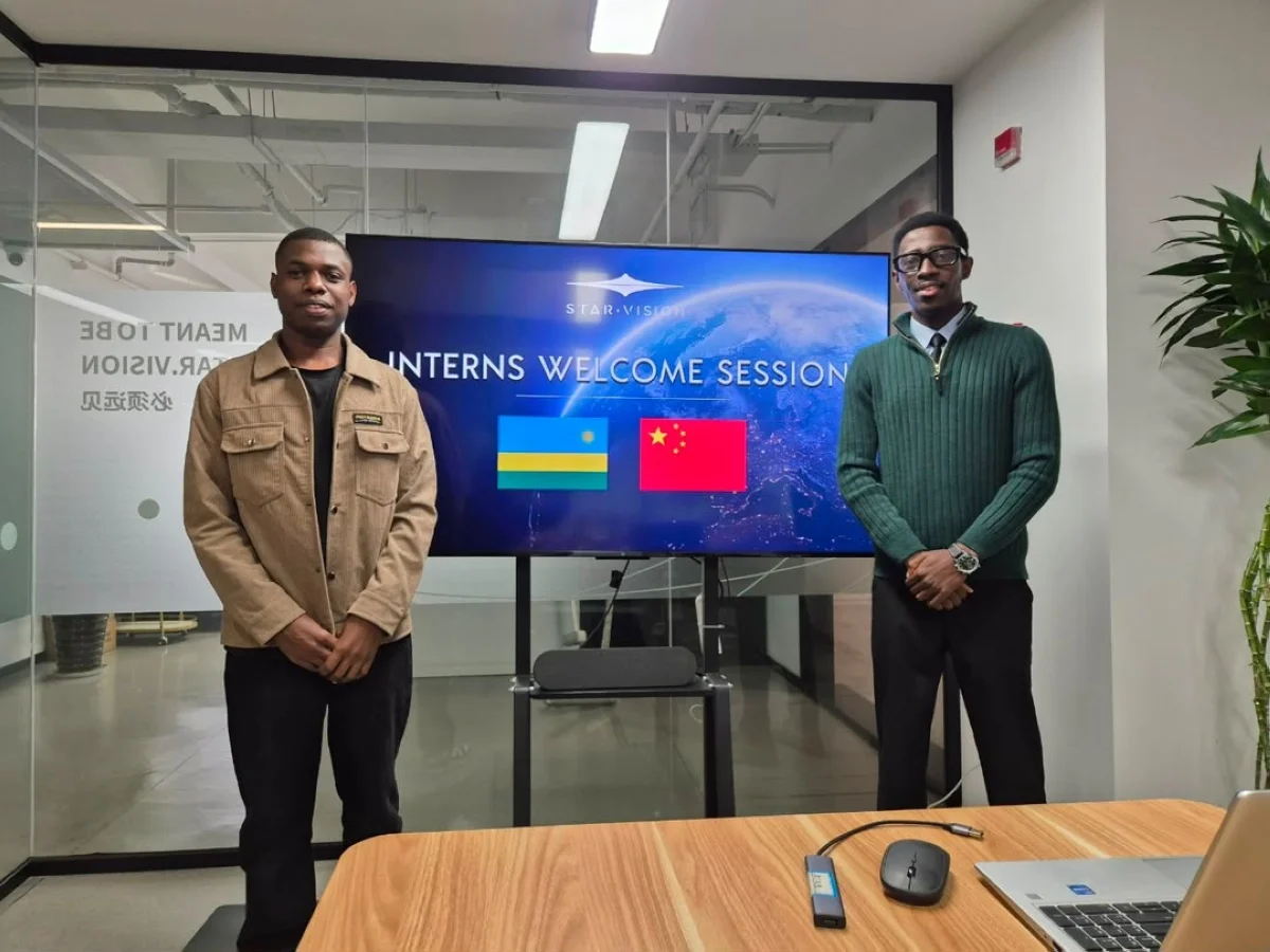 Samuel Ishimwe and Eric Ibyishaka pose for a photo. the two engineers also worked on tea suitability analysis, examining how climate change could gradually push tea cultivation towards higher elevations. Courtesy Samuel Ishimwe and Eric Ibyishaka pose for a photo. the two engineers also worked on tea suitability analysis, examining how climate change could gradually push tea cultivation towards higher elevations. Courtesy