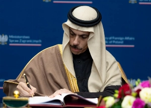 Saudi Foreign Minister Prince Faisal bin Farhan in Warsaw.