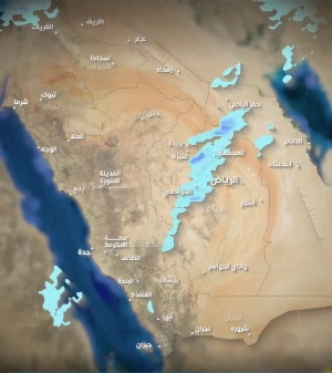 لقطة لخريطة الطقس المتحركة التي أعدها المركز الوطني للأرصاد الجوية (NCM).