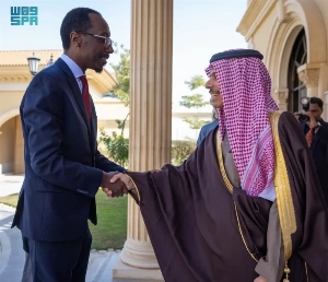 Minister of Foreign Affairs Prince Faisal bin Farhan receives his Ethiopian counterpart Dr. Gedion Timothewos in Riyadh on Monday.