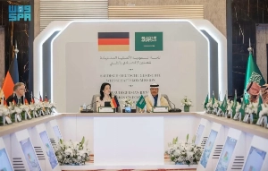 Saudi Minister of Energy Prince Abdulaziz bin Salman and Germany’s Federal Minister for Economic Affairs and Energy Katharina Reiche co-chair the 21st session of the Saudi–German Joint Commission on Economic and Technical Cooperation in Riyadh.