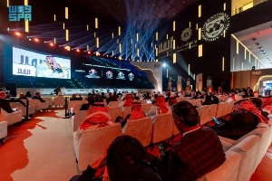 Saudi Central Bank Governor Ayman Al-Sayari addressing the AlUla Conference for Emerging Market Economies 2026 in AlUla on Monday.