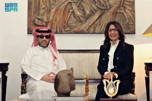 Chairman of General Entertainment Authority (GEA), Turki Alalshikh, with Egyptian Minister of Culture, Jehan Zaki.