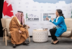 Saudi Minister of Foreign Affairs Prince Faisal bin Farhan meets his Canadian counterpart Anita Anand in November 2025 (File photo).