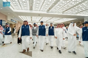 Minister of Transport and Logistics Saleh Al-Jasser during an inspection tour of the facilities at King Abdulaziz International Airport in Jeddah on Monday.