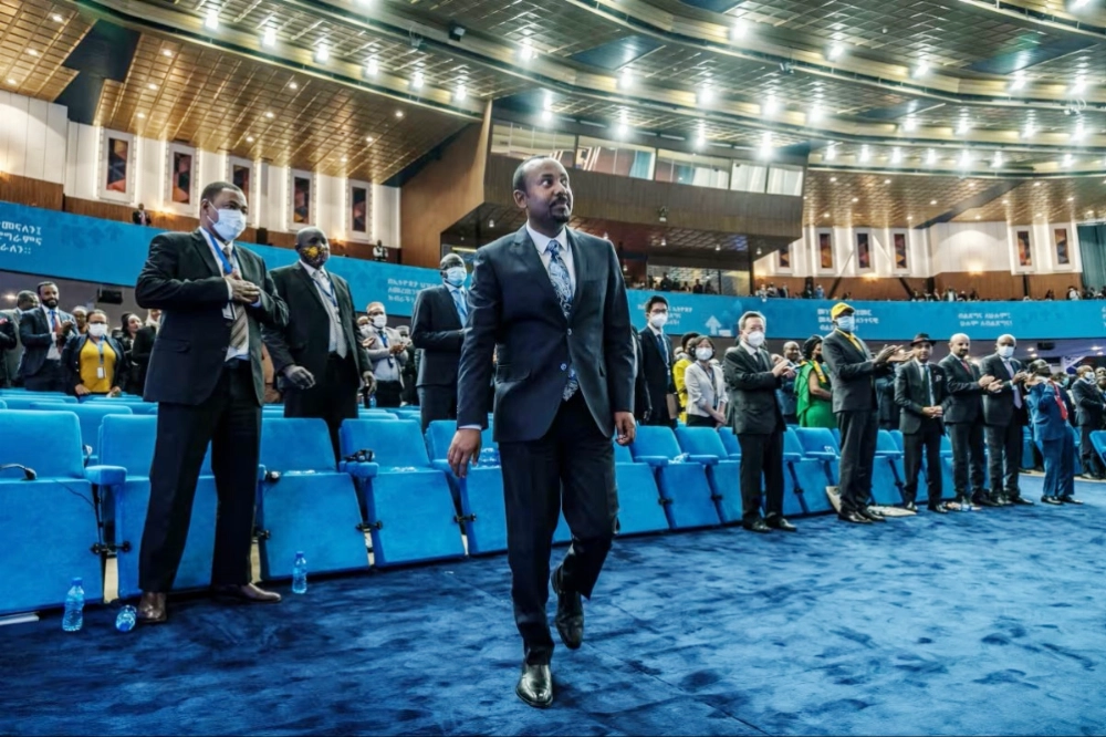 Abiy Ahmed, Prime Minister of Ethiopia, walks during the first congress of the ruling Prosperity Party, in Addis Ababa on March 11, 2022.