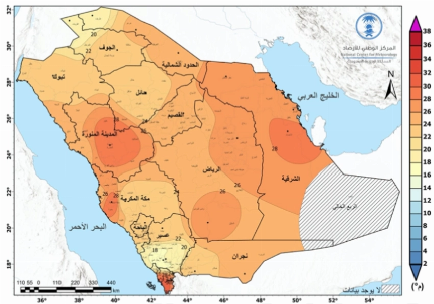 أظهرت بيانات المركز الوطني للأرصاد الجوية ارتفاعاً طفيفاً في درجات الحرارة خلال شهر يونيو في جميع أنحاء المملكة مع تركزه في المناطق الشرقية والغربية والجنوبية.
