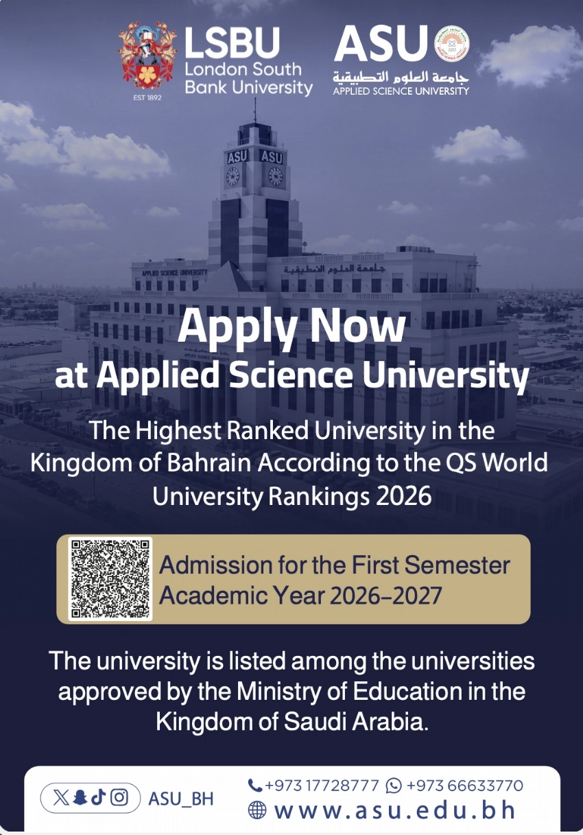 Bahrain’s top-ranked Applied Science University opens admissions with international programmes, scholarships up to 50%