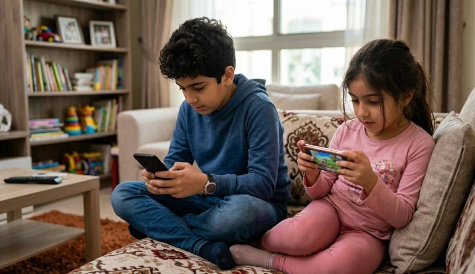 أطفال يتستخدمون التكنولوجيا الرقمية