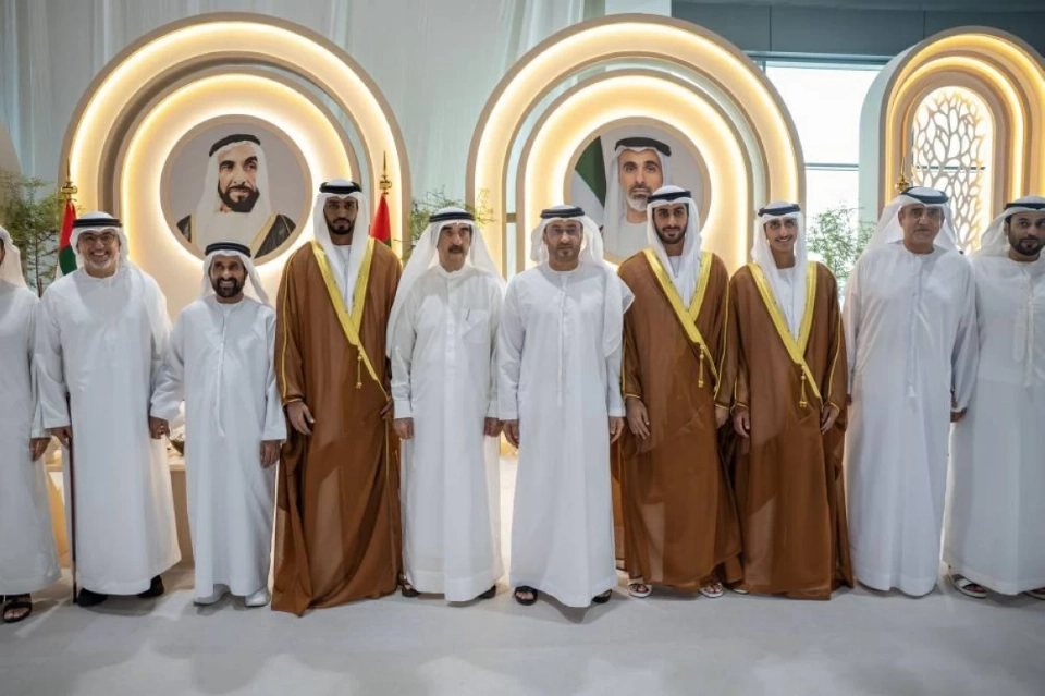 منصور بن زايد والمعلا والشيوخ يحضرون أفراح الشامسي والسالمي