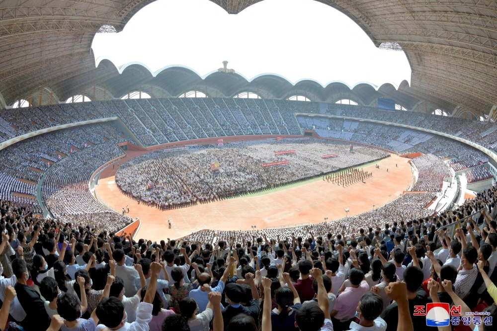 People attend a mass rally denouncing the U.S. in Pyongyang on Tuesday. People attend a mass rally denouncing the U.S. in Pyongyang on Tuesday.