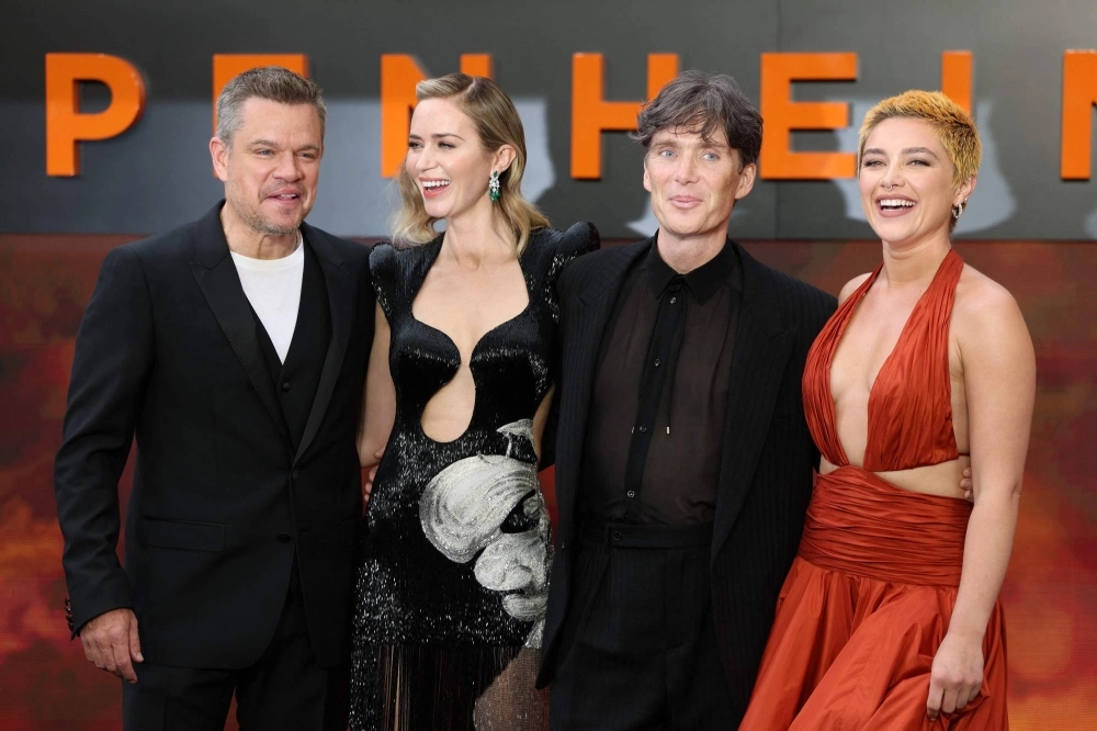 Contrary to some news reports, the movie "Oppenheimer," starring (left to right) Matt Damon, Emily Blunt, Cillian Murphy and Florence Pugh, has not been banned in Japan. Contrary to some news reports, the movie "Oppenheimer," starring (left to right) Matt Damon, Emily Blunt, Cillian Murphy and Florence Pugh, has not been banned in Japan.