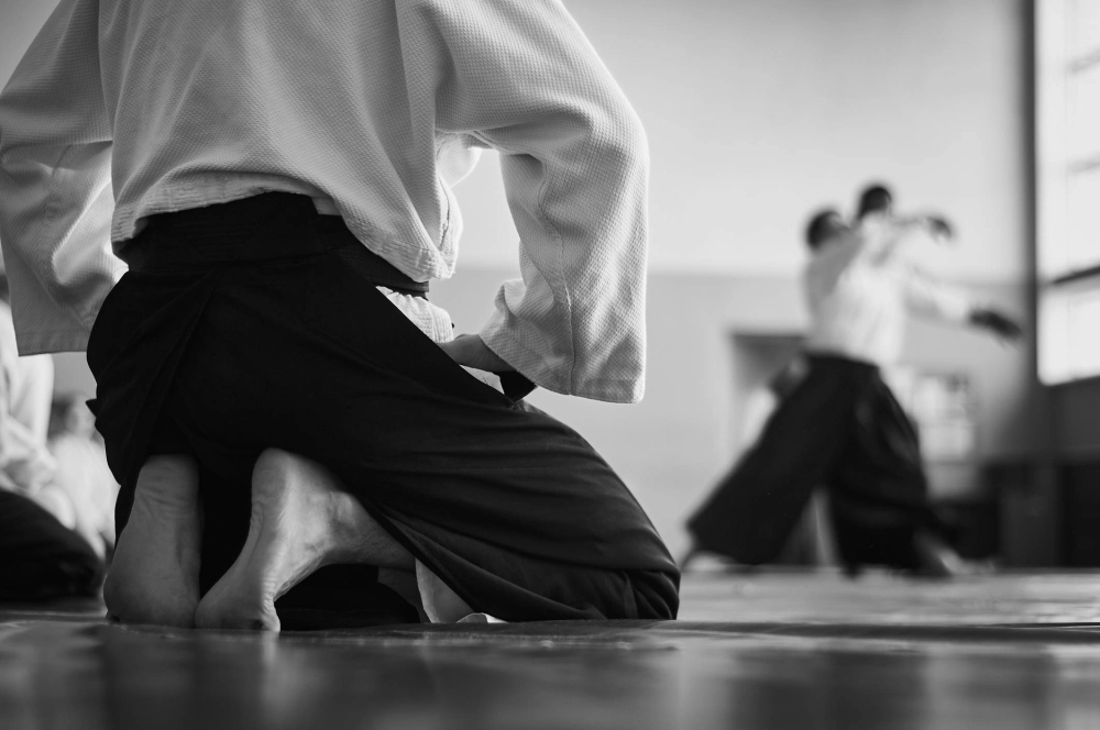 Like other martial arts, aikido takes the concept of 気 (ki, spirit/mind) and incorporates it into the philosophy of the sport.   Like other martial arts, aikido takes the concept of 気 (ki, spirit/mind) and incorporates it into the philosophy of the sport.