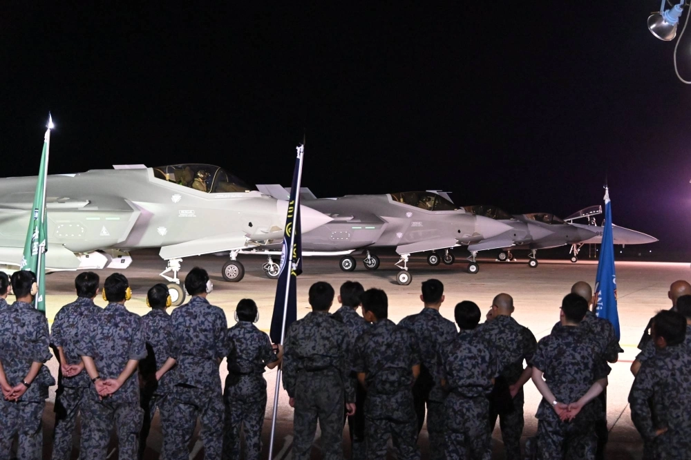 Four Italian Air Force F-35 fighter jets are lined up next to an Air Self-Defense Force F-15 fighter shortly after arriving at Komatsu Air Base in Ishikawa Prefecture on Friday evening in this image posted to the base's official X social media account. Four Italian Air Force F-35 fighter jets are lined up next to an Air Self-Defense Force F-15 fighter shortly after arriving at Komatsu Air Base in Ishikawa Prefecture on Friday evening in this image posted to the base's official X social media account.