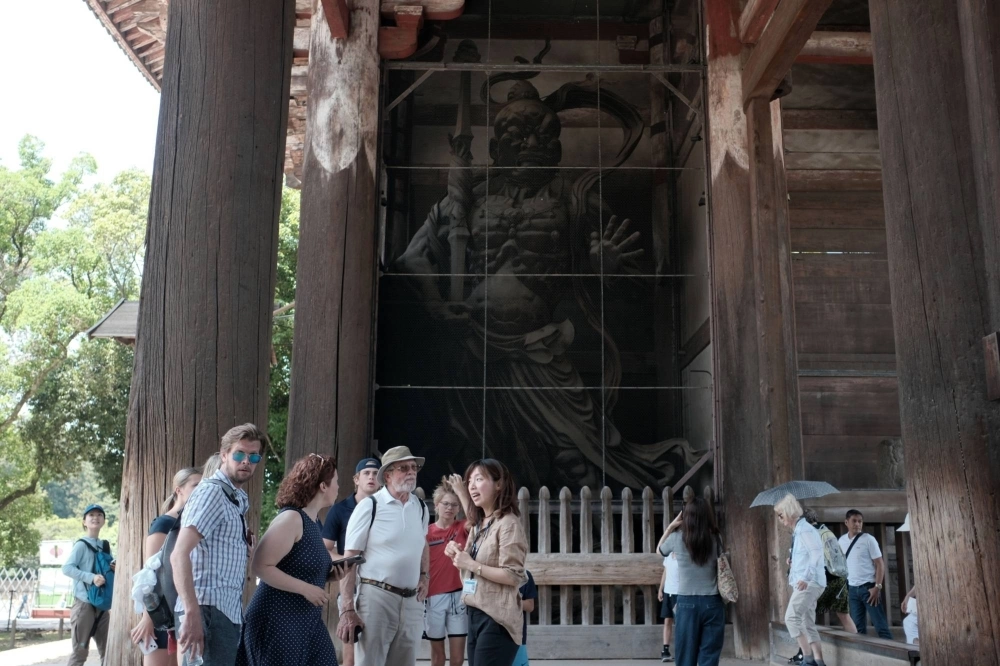 Visitors at the Todaiji temple in Nara in June Visitors at the Todaiji temple in Nara in June