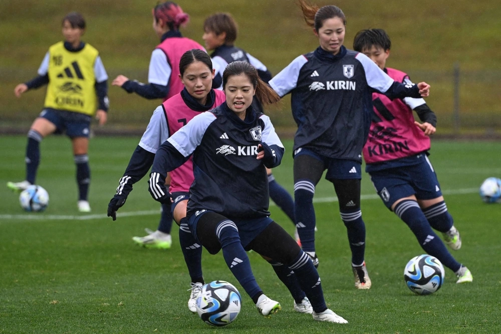 Japan midfielder Yui Hasegawa controls the ball during a training session in Auckland on Tuesday. Japan midfielder Yui Hasegawa controls the ball during a training session in Auckland on Tuesday.