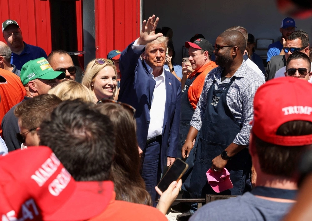 Republican presidential candidate and former U.S. President Donald Trump campaigns at the Iowa State Fair in Des Moines, Iowa, on Saturday. Republican presidential candidate and former U.S. President Donald Trump campaigns at the Iowa State Fair in Des Moines, Iowa, on Saturday.