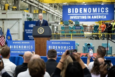 U.S. President Joe Biden during an event in Milwaukee, Wisconsin, on Tuesday. The president has crisscrossed the nation visiting groundbreakings and factories to sell his agenda, dubbed Bidenomics, with the Inflation Reduction Act as the centerpiece. U.S. President Joe Biden during an event in Milwaukee, Wisconsin, on Tuesday. The president has crisscrossed the nation visiting groundbreakings and factories to sell his agenda, dubbed Bidenomics, with the Inflation Reduction Act as the centerpiece.