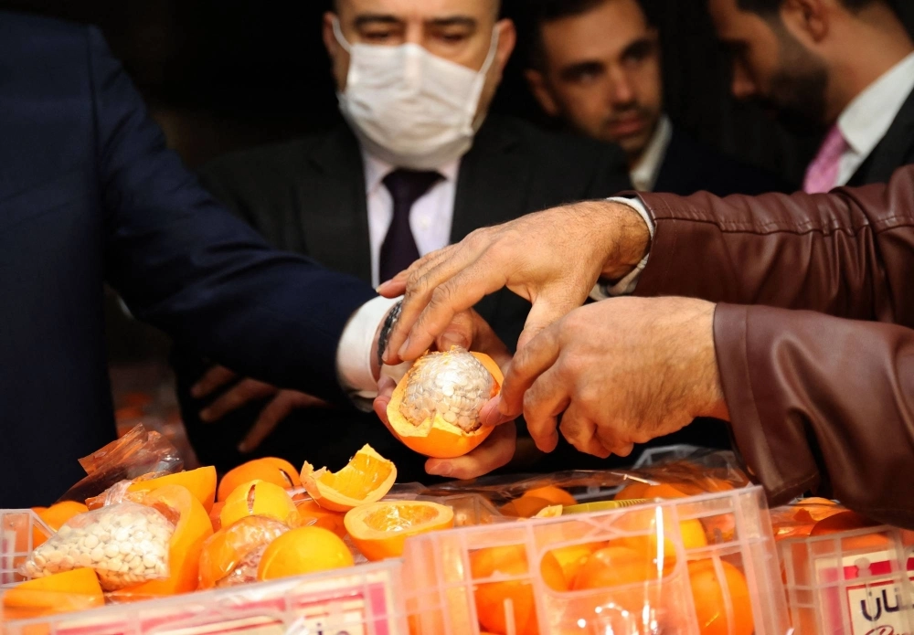 Fake oranges filled with captagon pills, intercepted by the customs and the anti-drug brigade at Beirut port, Lebanon, in 2021. Fake oranges filled with captagon pills, intercepted by the customs and the anti-drug brigade at Beirut port, Lebanon, in 2021.