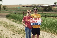 Vicki Hulse and her son Bill Hulse oppose a proposed carbon dioxide pipeline near their home in Moville, Iowa. | Bloomberg