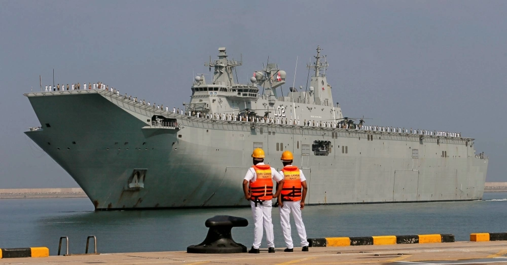 The HMAS Canberra sails to the main harbor in Colombo, Sri Lanka, in March 2019. The vessel participated in a bilateral exercise between Australia's navy and the Maritime Self-Defense Force on the way to the Philippines, an Australian defense spokesperson said Wednesday. The HMAS Canberra sails to the main harbor in Colombo, Sri Lanka, in March 2019. The vessel participated in a bilateral exercise between Australia's navy and the Maritime Self-Defense Force on the way to the Philippines, an Australian defense spokesperson said Wednesday.