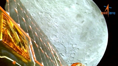 A view of the moon as viewed by the Chandrayaan-3 lander during Lunar Orbit Insertion on Aug. 5 A view of the moon as viewed by the Chandrayaan-3 lander during Lunar Orbit Insertion on Aug. 5