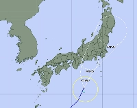 A Meteorological Agency map shows the forecast track for Tropical Storm Yun-yeung as of Thursday afternoon. | Japan Meteorological Agency