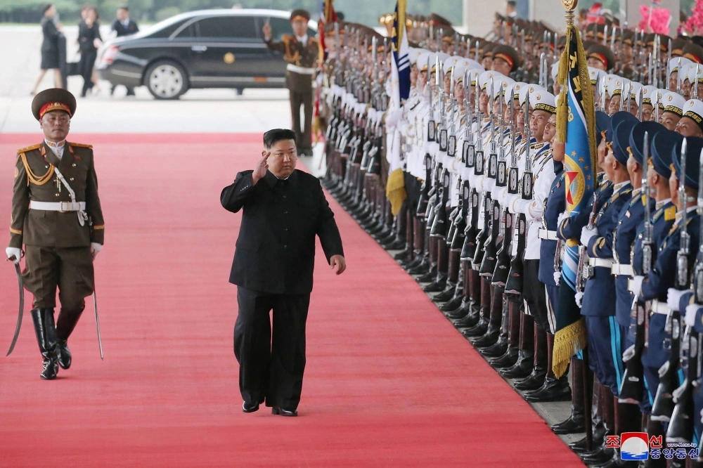 North Korean leader Kim Jong Un receives a send-off as he departs by train from Pyongyang for a visit to Russia on Sunday. North Korean leader Kim Jong Un receives a send-off as he departs by train from Pyongyang for a visit to Russia on Sunday.