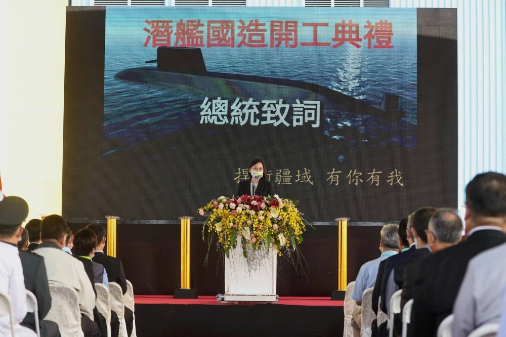 Taiwan President Tsai Ing-wen attends a ceremony for the start of construction of a new submarine fleet in Kaohsiung, Taiwan, in November 2020. Taiwan President Tsai Ing-wen attends a ceremony for the start of construction of a new submarine fleet in Kaohsiung, Taiwan, in November 2020.