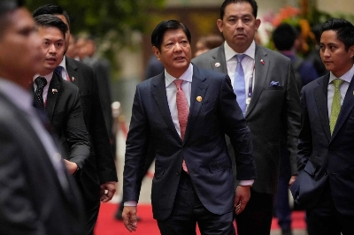 Philippine President Ferdinand Marcos Jr. leaves a meeting in Jakarta on Sept. 7. Philippine President Ferdinand Marcos Jr. leaves a meeting in Jakarta on Sept. 7.