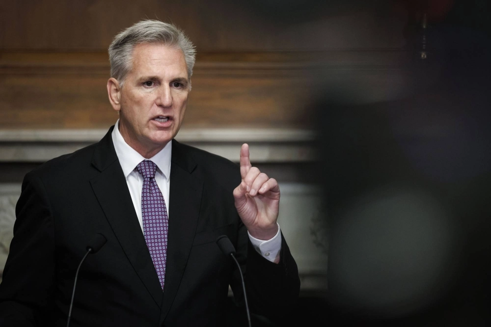 U.S. House Speaker Kevin McCarthy, a Republican from California, speaks to members of the media at the U.S. Capitol in Washington, on Friday. U.S. House Speaker Kevin McCarthy, a Republican from California, speaks to members of the media at the U.S. Capitol in Washington, on Friday.