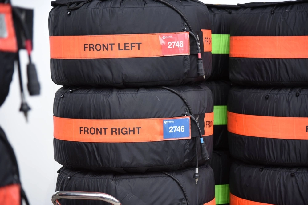 Stacks of tires during race weekend at Suzuka Circuit Stacks of tires during race weekend at Suzuka Circuit