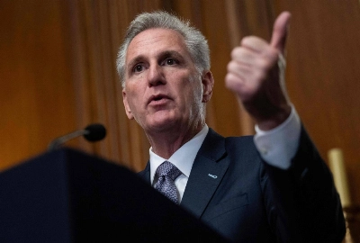 U.S. Speaker of the House Kevin McCarthy talks to reporters on Capitol Hill in Washington on Saturday. U.S. Speaker of the House Kevin McCarthy talks to reporters on Capitol Hill in Washington on Saturday.