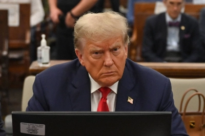 Former U.S. President Donald Trump in a courtroom during proceedings for his civil fraud trial in New York on Wednesday.  Former U.S. President Donald Trump in a courtroom during proceedings for his civil fraud trial in New York on Wednesday.