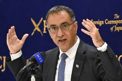 Israeli Ambassador to Japan Gilad Cohen speaks about the current situation in Israel amid the ongoing conflict with the Hamas militant group, at the Foreign Correspondents' Club of Japan in Tokyo on Friday. Israeli Ambassador to Japan Gilad Cohen speaks about the current situation in Israel amid the ongoing conflict with the Hamas militant group, at the Foreign Correspondents' Club of Japan in Tokyo on Friday.