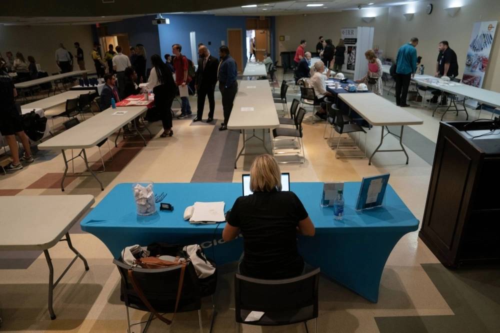 Jobseekers attend a Business and IT Career Fair at Cape Fear Community College in Castle Hayne, North Carolina, on Sept. 20. Jobseekers attend a Business and IT Career Fair at Cape Fear Community College in Castle Hayne, North Carolina, on Sept. 20.