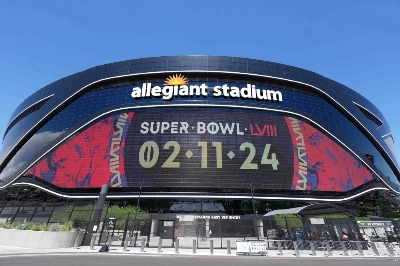 Super Bowl LVIII will take place at Allegiant Stadium in Paradise, Nevada, on Feb. 11, 2024.  Super Bowl LVIII will take place at Allegiant Stadium in Paradise, Nevada, on Feb. 11, 2024.