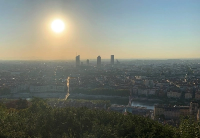 The city of Lyon after sunrise from the Fourviere esplanade as France issued a "red alert" for four southern regions amid a spell of excessively hot weather in August.  The city of Lyon after sunrise from the Fourviere esplanade as France issued a "red alert" for four southern regions amid a spell of excessively hot weather in August.