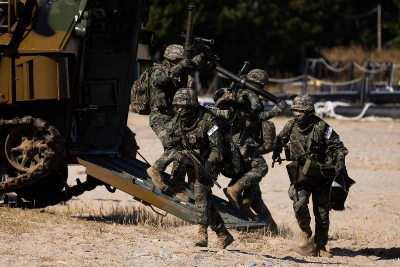 South Korean Marines participate in an amphibious landing drill in Pohang, South Korea, in October last year. South Korean Marines participate in an amphibious landing drill in Pohang, South Korea, in October last year.