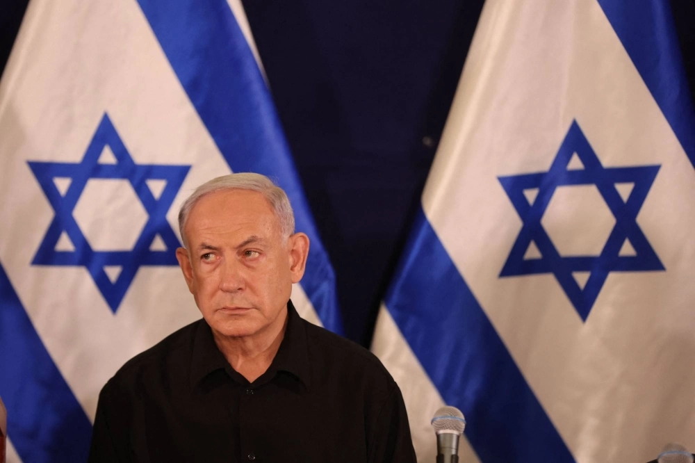 Israeli Prime Minister Benjamin Netanyahu attends a press conference at the Kirya military base in Tel Aviv on Saturday. Israeli Prime Minister Benjamin Netanyahu attends a press conference at the Kirya military base in Tel Aviv on Saturday.