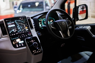 The interior of a Toyota Global HiAce electric vehicle concept on display during the Japan Mobility Show in Tokyo on Oct. 26 The interior of a Toyota Global HiAce electric vehicle concept on display during the Japan Mobility Show in Tokyo on Oct. 26