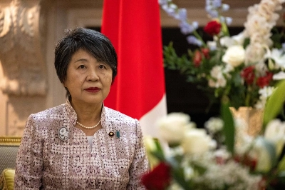 Foreign Minister Yoko Kamikawa waits for U.S. Secretary of State Antony Blinken to arrive for a meeting in New York in September. Foreign Minister Yoko Kamikawa waits for U.S. Secretary of State Antony Blinken to arrive for a meeting in New York in September.